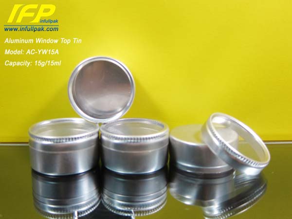 Small Gold Windowed Tins, Clear Windowed Tin